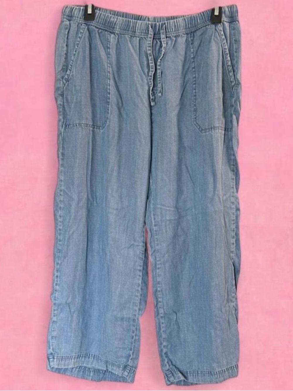 Splendid Light Blue Wide-Leg Drawstring Jeans